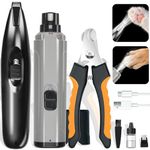 KIKETECH Dog Paw Trimmer Clippers - Quiet LED Dog Nail Grinder, Cordless Rechargeable Pet Paw Grooming Kit for Large & Small Dogs, Cats Hair Around Paws, Eyes, Ears, Face, Rump, 3 in 1 Black