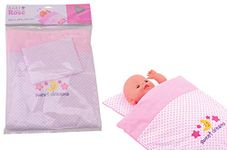 JohnToy 27537 Puppen Decke und Kissen Baby Rose Dolls Blanket and Pillow Set, Solid, Pink