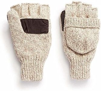 HOT SHOT Men’s The Sentry Wool Fingerless Pop-Top Mittens – Oatmeal, Insulated for Cold Outdoor Weather