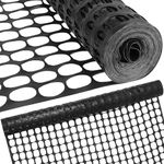 Houseables Plastic Mesh Fence, Construction Barrier Netting, Black, 1.2192 m x 30.48 m, 1 Roll, Garden Fencing, Fences Wrap, Above Ground, for Snow, Poultry, Chicken, Safety, Deer, Patio, Garden Netting