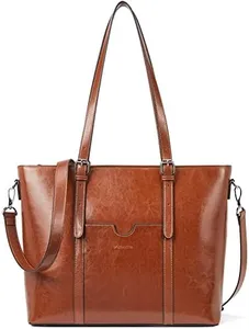 BOSTANTEN Womens Leather Laptop Tote Office Shoulder Handbag Vintage Briefcase 15.6 inch Computer Work Purse Brown