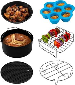 COSORI Air Fryer Accessories Set, Fit All of Brands 3.5L, 6 Pack Including Cake Pan/Pizza Pan/Metal Holder/Multi-Purpose Rack with Skewers/Silicone Mat/Egg Bites Mold with Lid