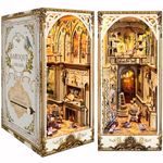 Roroom DIY Book Nook Kit, DIY Dollhouse Bookshelf Insert Decor Alley,3D Wooden Puzzle with Dust Cover Book Nook Wood Bookend Model Building (SQ-21)