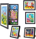 sixzerone 3-Pack Kids Artwork Frames Changeable - Kids Art Frame,Artwork Frames for Kids Art,Children Art Projects Kids Art Frames,8.5x11 Picture Frame for Display Kid Art work,With Storage(Black)