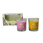 EKAM Pack of 2 Shot Glass Scented Candles| Long Lasting| Ideal for Home Décor, Aromatherapy & Gifting| Lead-Free |43g Honey & Lemon and Clary Sage & Geranium Shot Glass Candles, 10 Hours Burn Time