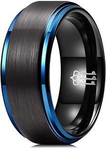 THREE KEYS JEWELRY Womens Men Rings Unique Black Tungsten Carbide for Woman Men Brushed Flat Rings 4mm/6mm/8mm Wedding Bands Gifts Bands Rings for Women Men, Tungsten Carbide, No Gemstone