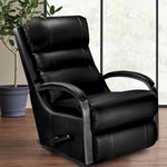 La-Z-Boy American Imported Charleston Single Seater Manual Soft Leather Reclina Rocking Recliner Sofa | Relaxing Chair for Home Office Living Bed Room | Matt Black