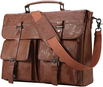 Leather Messenger Bag for Men, Vintage Leather Laptop Bag Briefcase Satchel, 17.3 Inch Computer Laptop Bag Work Bag Brown