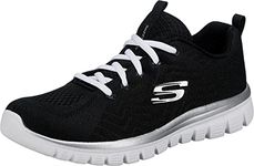 Skechers Women's Graceful Get Connected Sneaker, Black Mesh/White Trim, 6 UK