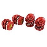 Temzzer Skull Car Tyre Valve Stem Caps 4PC Skeleton Bike Tire Wheel Air Rim Covers for Most Vehicles Bicycles Motorcycles,Red