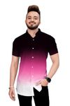 COLORWINGS Cotton Blend Half Sleeves Regular Fit Digital Printed Casual Shirt for Men (Black and Pink, M) (Ready)