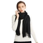 RIIQIICHY Pashmina Shawls for Women Winter Black Scarf Wedding Shawls and Wraps Blanket Scarf