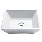 Kraus KCV-125 Ceramic Above Counter Square Bathroom Sink, 16.8 x 16.8 x 4.72 inches, White