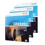 D'Addario Guitar Strings - Acoustic Guitar Strings - 80/20 Bronze - For 6 String Guitar - Deep, Bright, Projecting Tone - EJ11-3D - Light, 12-53 - 3-Pack