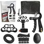 Blstliebzb Grip Strength Trainer Kit with Counter (6 Pack) Counting Hand Grip Strengthener, gripster hand strength & Finger Stretchers, Forearm Strengthener Kit with Carry Bag