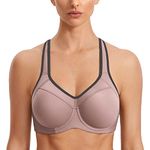 SYROKAN Women's Full Support High Impact Racerback Lightly Lined Underwire Sports Bra Brick 36E