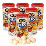 KP Cheese Footballs Snacks Bulk - Pack of 6 x 142g Light & Crispy Wafer Balls with a Soft Cheesy Centre. Cheese Snacks Hamper with Card for Pub Snacks, Party Food or Lunchbox Snacks.