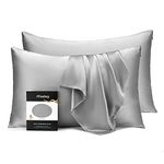 ATreebag Silk Pillow Cases 2 Pack with Hidden Zipper for Hair and Skin Beauty, 19 Momme 100% Mulberry Silk Pillowcase with Gift Box (Silver Grey, Queen, 2pc)