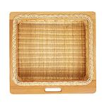 AKWAY Wicker Rectangular Basket For Modular Kitchen | Pull Out Rectangular Basket For Onion, Potato (Beige, 22.5W (564Mm) X 20L X 8H Inches)(Beechwood)