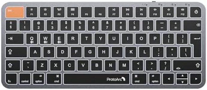 ProtoArc Backlit Compact Wireless Keyboard for Mac, K90-A Bluetooth Keyboard, Multi-Device, Low Profile, Fluid Quiet Typing, Rechargeable, Compatible with MacBook Pro/Air, iPad - UK Layout
