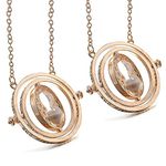 2 Pack Gold Plated Harry Potter Time Turner Hermione Hourglass Dumbledore Pendant Necklace