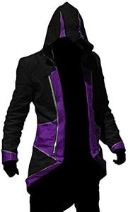 Cos2be Hoodie Jacket Coat (Black&Purple,Men-L)