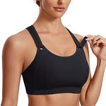 SYROKAN Women's Front Adjustable Sports Bra Lightly Padded High Impact Racerback Wireless Gym Running Bra Black 36E