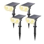 Linkind StarRay Dusk-to-Dawn Solar Spot Lights Outdoor Waterproof, IP67 3000k Warm White Solar Lights, 16 LEDs Solar Landscape Spotlights for Yard Garden Driveway Porch Walkway, 4 Pack