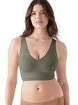 True & Co Women's True Body V Neck Bra, Dusty Olive, S