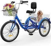 YITAHOME 7 Speed Adult Tricycle, 26 Inch 3 Wheel Bikes, Trike Bike for Adults with Removable Baskets, Cruiser Bike for Seniors Women Men Shopping Picnic Outdoor Sports, Blue