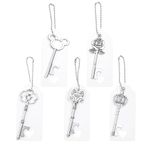 Aokbean 50pcs Mixed Style Skeleton Vintage Key Bottle Opener Wedding Party Favors Guest Gift Set with Blank Tags and Keychain (Silver)