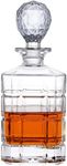 Lily's Home Elegant Glass Whiskey Decanter with Leak-Proof Stopper - Premium Bourbon & Crystal Wine Decanter, Whiskey Bottle, Glass Stopper for Home Bar – 3.94''x10.35'', 28 oz