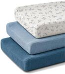 Changing Pad Covers 3 Pack, 32"x16" Muslin Baby Changing Table Pad Covers | Soft Breathable Muslin, Fits Standard Changing Table Pad, Neutral Boho Nursery Style for Baby Boy and Girl (Bluebell Bloom)