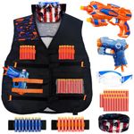 Tactical Vest Kit for Kids Compatible with Nerf – Action Vest Set for Boys Ages 5–12 – Easter Toys Gifts Easter Basket Stuffers & Birthday Gifts – Vest, Toy Guns, 30 Darts, Goggles, Wristbands, Mask