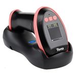 Tera 2D Wireless Barcode Scanner: with Digital Setting Screen & Keypad, Works with Bluetooth & 2.4G Wireless & USB Wired, 1D 2D QR Handheld Image Bar Code Reader with Cradle for Warehouse HW0009 Pink