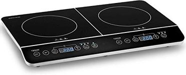 Andrew James Double Induction Hob, Portable 2800W Electric Cooker with Independent Hot Plate Controls Touch Sensitive 10 Heat Level Timer & Auto Switch Off Easy Use Cooking