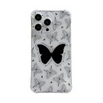 Compatible with iPhone 13 Phone Case, Cute Black Butterfly Drop Protection Shock Resistant Phone Case TPU Full Body Protection Scratch Resistant Cover, Suitable for Women and Girls(13-Butterfly)