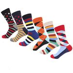 Mens Dress Socks - Casual Crew Funny Socks - Colorful Novelty Cotton Socks for Men 6 Pairs