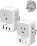 South Africa Plug Adapter 2 Pack, TESSAN Type M Travel Adaptor with 4 AC Outlets 3 USB Ports, US to South Africa Botswana Zimbabwe Namibia Nepal