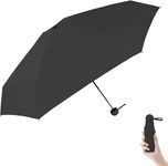 BESTZONE RETAIL MALL® Mini Umbrella (Manual Open) Compact Travelling Umbrella for Summer&Rain,Mini Pocket Umbrella,Polyester&UV Protection Fabric for Summer,Anti-Slip Handle-6 Ribs (Black)