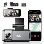 3 Channel Dash Cam Front and Rear Inside, 5K UHD 3 Ways Triple Dashcam, Dash Camera for Cars with 5G WiFi & GPS, 3.99" Touch Screen, Night Vision, Loop Recording, Parking Monitoring, Free 64GB Card