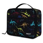 PackIt Freezable Lunch Box, Dino Fossils Neon, Built with EcoFreeze Technology, Collapsible, Reusable, Zip Closure, Perferct for Fresh Meals On The Go