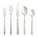 Fortessa 5PPS-138H-20PC Nyssa Flatware 20 Piece Place Setting, 18/10 Stainless Steel, Polished Stainless