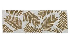 FliHaut® Premium Handcrafted Beautiful Beaded – Table Runner 12 x 35 x 0.1 inches Cream with Golden Leaves