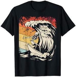 Vintage Surfing Skeleton Shirt Halloween Surfboard for Men T-Shirt