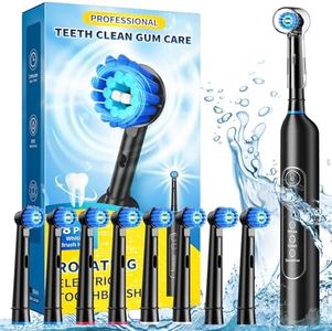 TEETHEORY Rotating Electric Toothbrush for Adults with 8 Brush Heads, Sensitive Gum Care Electric Toothbrush with 3 Modes and 2 Min Smart Timer, Rechargeable Last 60 Days