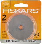 Fiskars 60mm Titanium Rotary Blades (2 Pack) - Rotary Cutter Blade Replacement - Crafts, Sewing, and Quilting Projects - Silver