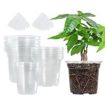 Bonviee 36 Packs 3.5/4/5 Inch Clear Nursery Pots, Transparent Plastic Planter with Drainage Holes, Seed Starting Pot Flower Plant Container -Clear