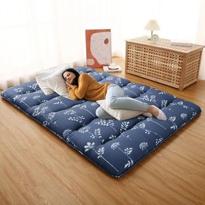 GarveeHome Japanese Futon Mattress, Full Size Futon Floor Mattress Japanese Style Floral Pattern Mattress for Floor, Tatami Mat, Sleeping Mattress Pad for Camping Travel, Flowers Navy