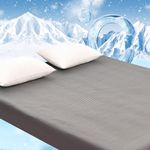 HYVIF Queen Cooling Fitted Sheet - Deep Pocket Cooling Sheets up to 18inch - Ultra Soft & Breathable Cooling Fitted Sheets for Queen Size Bed - Cooling Sheets for Hot Sleepers,Cool Gray（60"X80"X18"